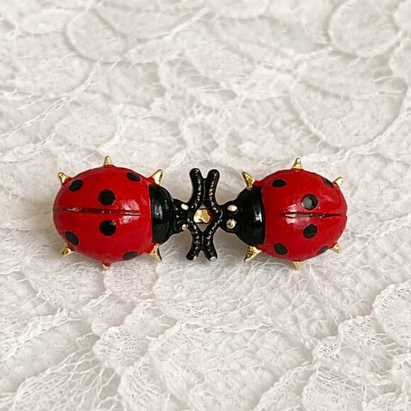 Jewelry - Vintage KOREA Ladybug Brooch Whimsigoth Twee Insect Bugs Bug Jewelry Pin Fairy